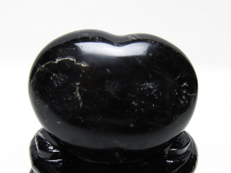 モリオン 置物 黒水晶 ハート 台座付属 一点物 155-1041