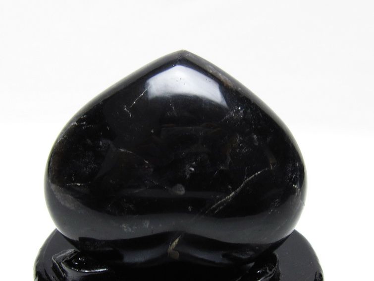 モリオン 置物 黒水晶 ハート 台座付属 一点物 155-1042