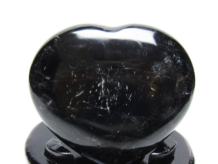 モリオン 置物 黒水晶 ハート 台座付属 一点物 155-1043