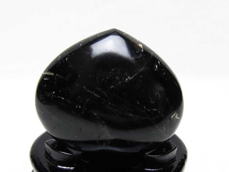 モリオン 置物 黒水晶 ハート 台座付属 一点物 155-1046