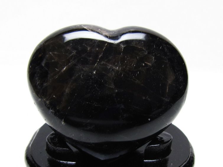 モリオン 置物 黒水晶 ハート 台座付属 一点物 155-1047