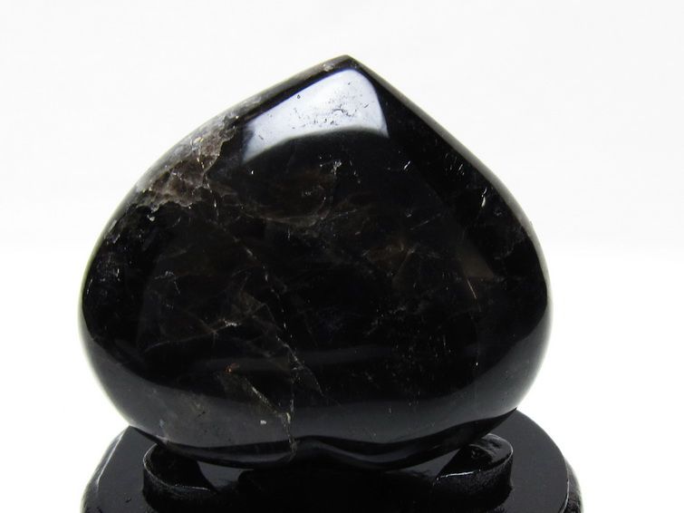 モリオン 置物 黒水晶 ハート 台座付属 一点物 155-1047