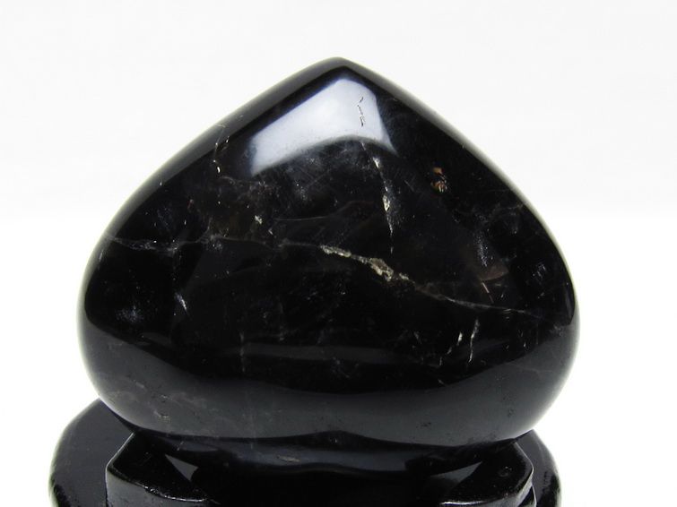 モリオン 置物 黒水晶 ハート 台座付属 一点物 155-1051