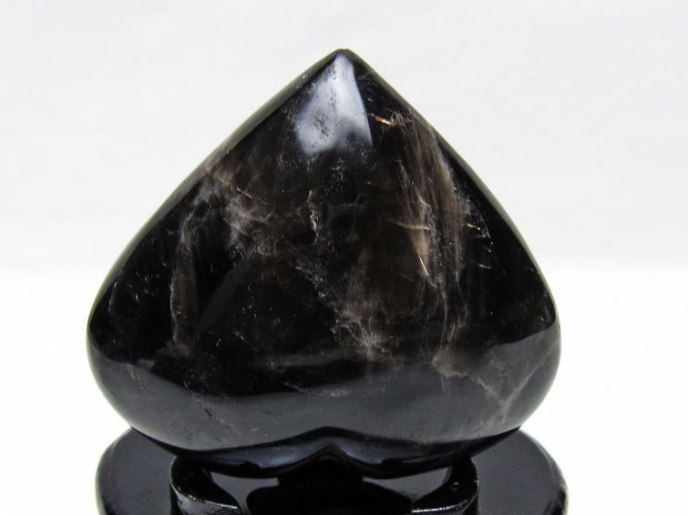 モリオン 置物 黒水晶 ハート 台座付属 一点物 155-1053