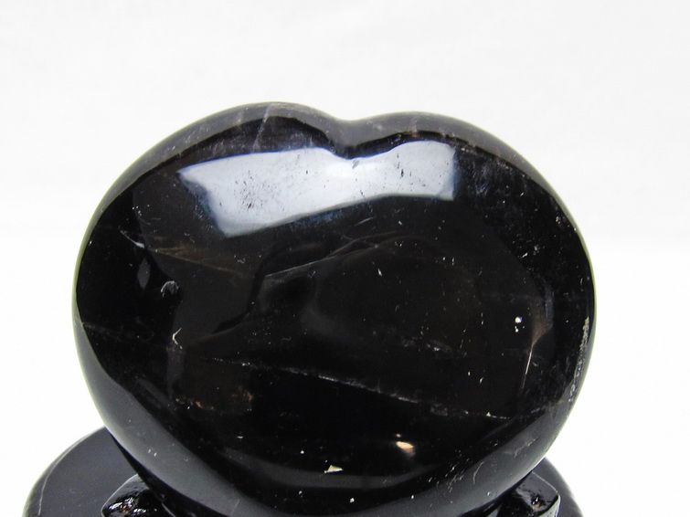 モリオン 置物 黒水晶 ハート 台座付属 一点物 155-1054