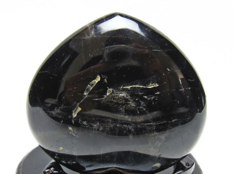 モリオン 置物 黒水晶 ハート 台座付属 一点物 155-1054