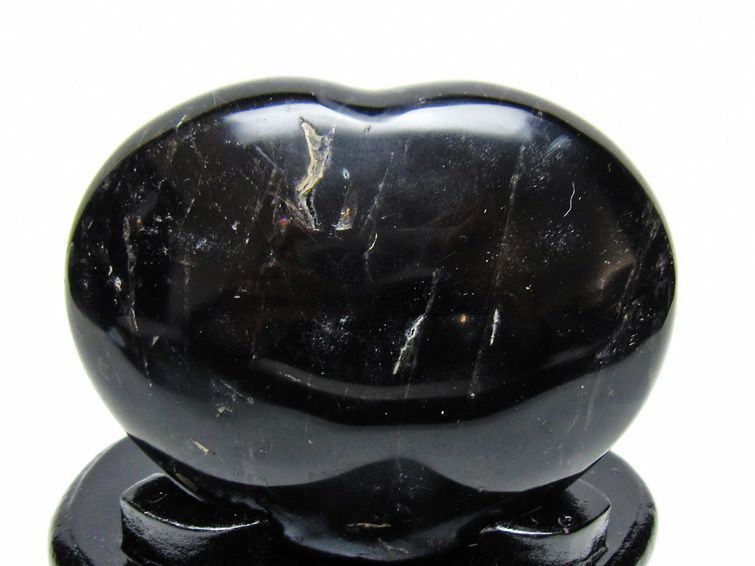 モリオン 置物 黒水晶 ハート 台座付属 一点物 155-1055