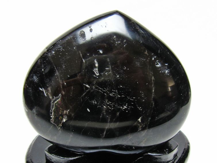 モリオン 置物 黒水晶 ハート 台座付属 一点物 155-1055