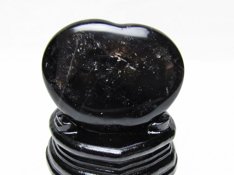 モリオン 置物 黒水晶 ハート 台座付属 一点物 155-1056