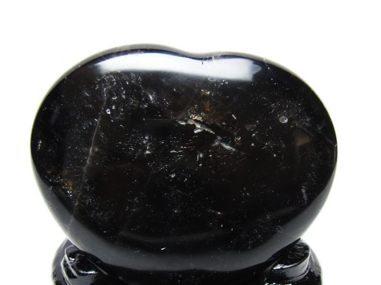 モリオン 置物 黒水晶 ハート 台座付属 一点物 155-1056