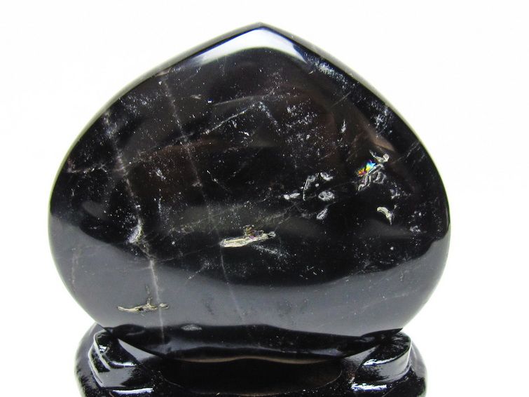 モリオン 置物 黒水晶 ハート 台座付属 一点物 155-1056