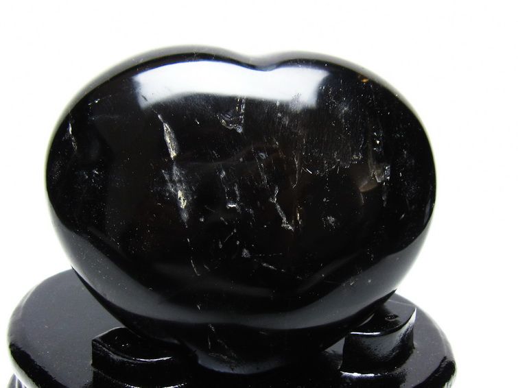 モリオン 置物 黒水晶 ハート 台座付属 一点物 155-1057