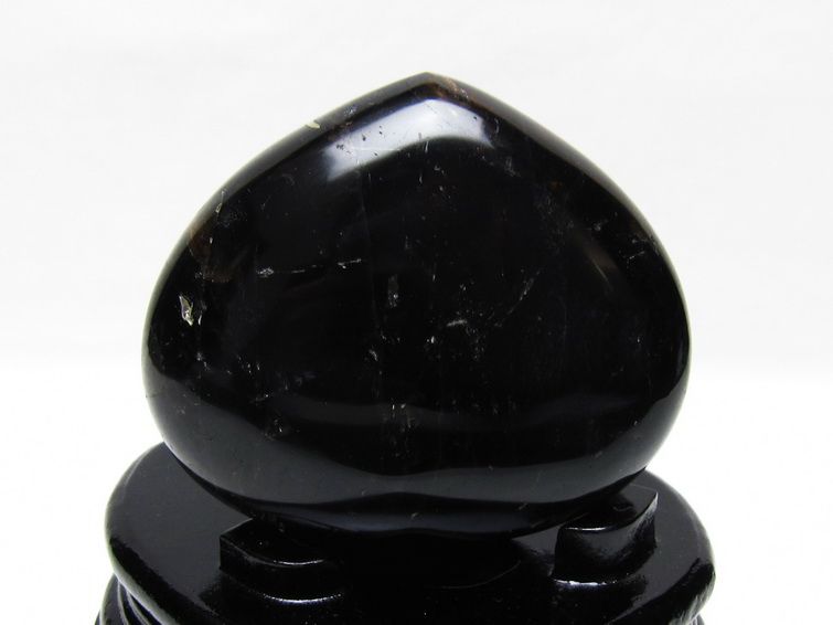 モリオン 置物 黒水晶 ハート 台座付属 一点物 155-1057