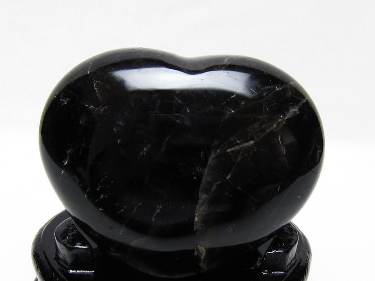 モリオン 置物 黒水晶 ハート 台座付属 一点物 155-1058