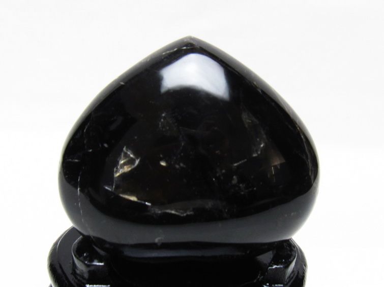 モリオン 置物 黒水晶 ハート 台座付属 一点物 155-1058