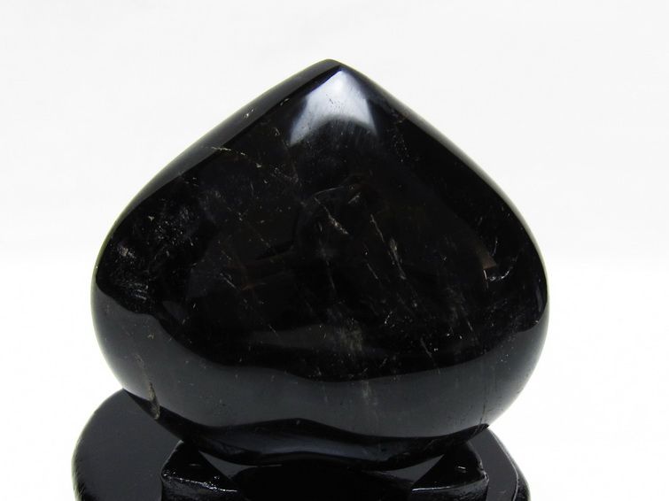 モリオン 置物 黒水晶 ハート 台座付属 一点物 155-1059