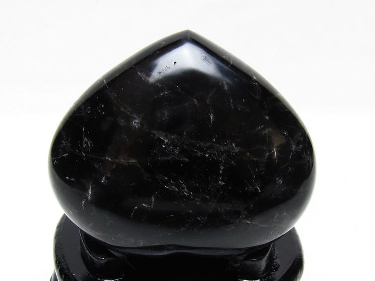 モリオン 置物 黒水晶 ハート 台座付属 一点物 155-1060