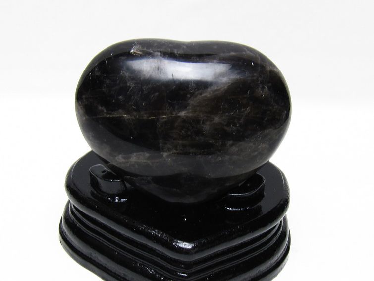 モリオン 置物 黒水晶 ハート 台座付属 一点物 155-1061