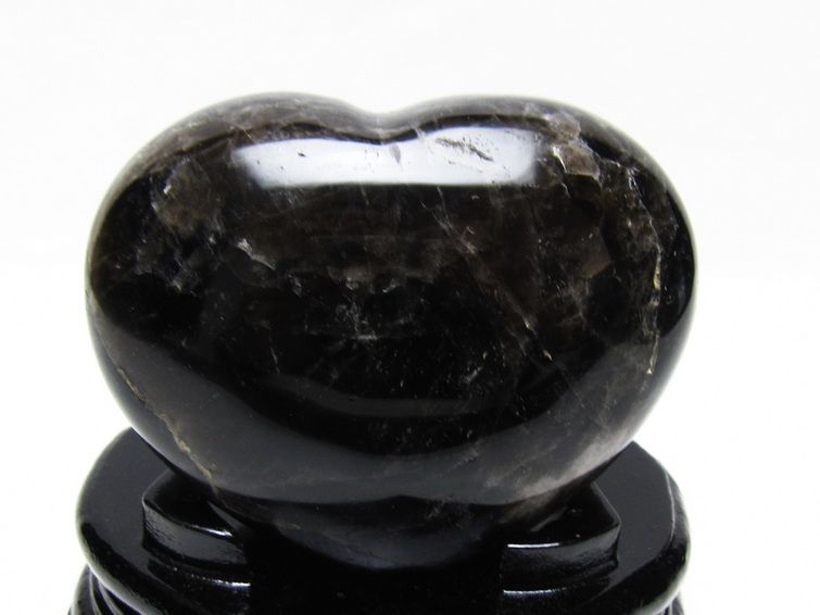 モリオン 置物 黒水晶 ハート 台座付属 一点物 155-1062
