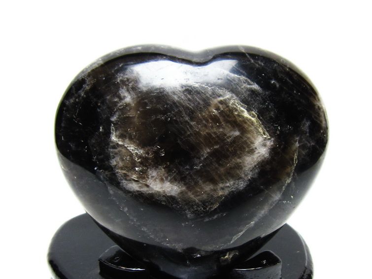 モリオン 置物 黒水晶 ハート 台座付属 一点物 155-1065