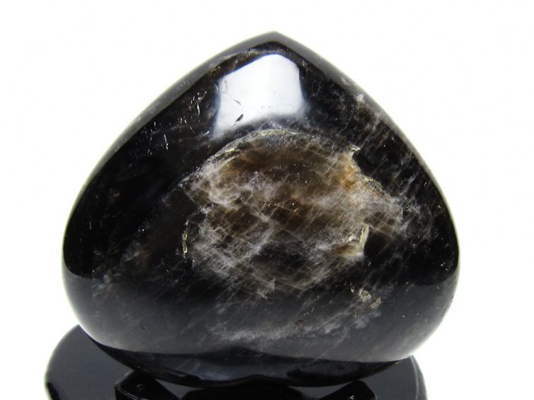 モリオン 置物 黒水晶 ハート 台座付属 一点物 155-1065