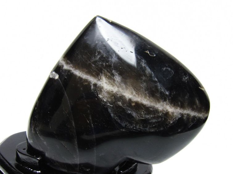 モリオン 置物 黒水晶 ハート 台座付属 一点物 155-1072