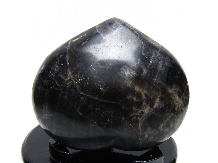 モリオン 置物 黒水晶 ハート 台座付属 一点物 155-1074