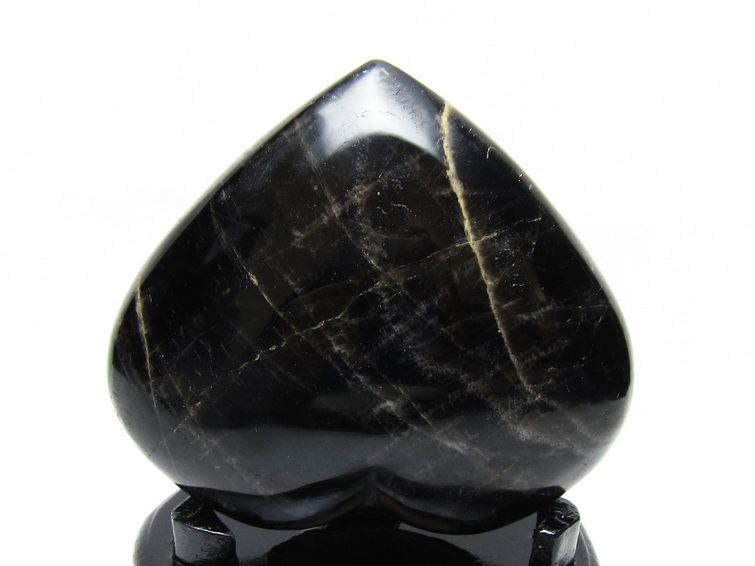 モリオン 置物 黒水晶 ハート 台座付属 一点物 155-1077