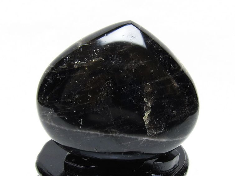 モリオン 置物 黒水晶 ハート 台座付属 一点物 155-1079