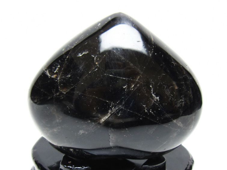 モリオン 置物 黒水晶 ハート 台座付属 一点物 155-1080