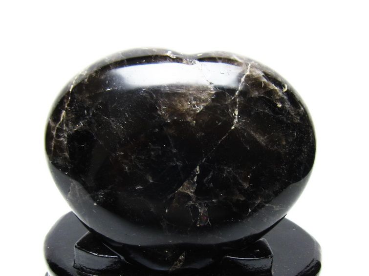 モリオン 置物 黒水晶 ハート 台座付属 一点物 155-1084