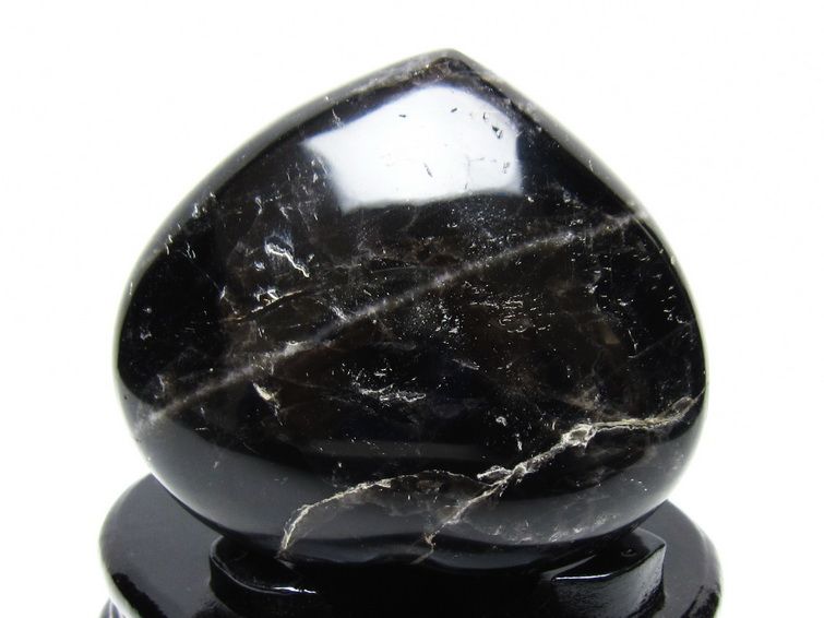 モリオン 置物 黒水晶 ハート 台座付属 一点物 155-1085