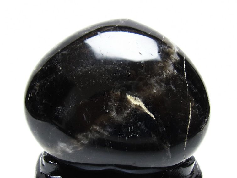 モリオン 置物 黒水晶 ハート 台座付属 一点物 155-1086