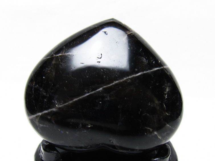 モリオン 置物 黒水晶 ハート 台座付属 一点物 155-1088
