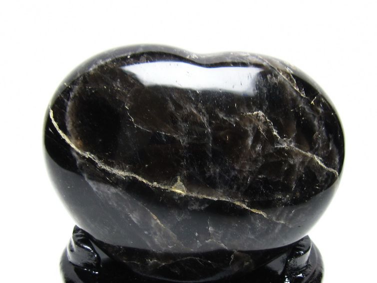 モリオン 置物 黒水晶 ハート 台座付属 一点物 155-1090