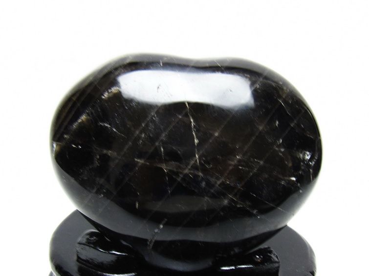 モリオン 置物 黒水晶 ハート 台座付属 一点物 155-1092