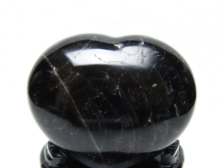 モリオン 置物 黒水晶 ハート 台座付属 一点物 155-1093