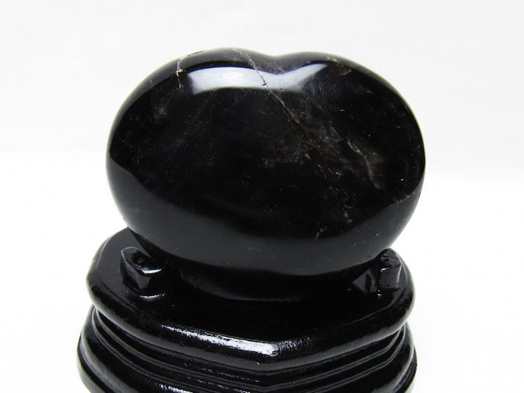 モリオン 置物 黒水晶 ハート 台座付属 一点物 155-1094