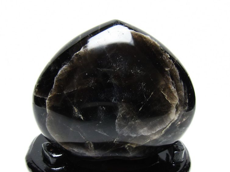 モリオン 置物 黒水晶 ハート 台座付属 一点物 155-1094