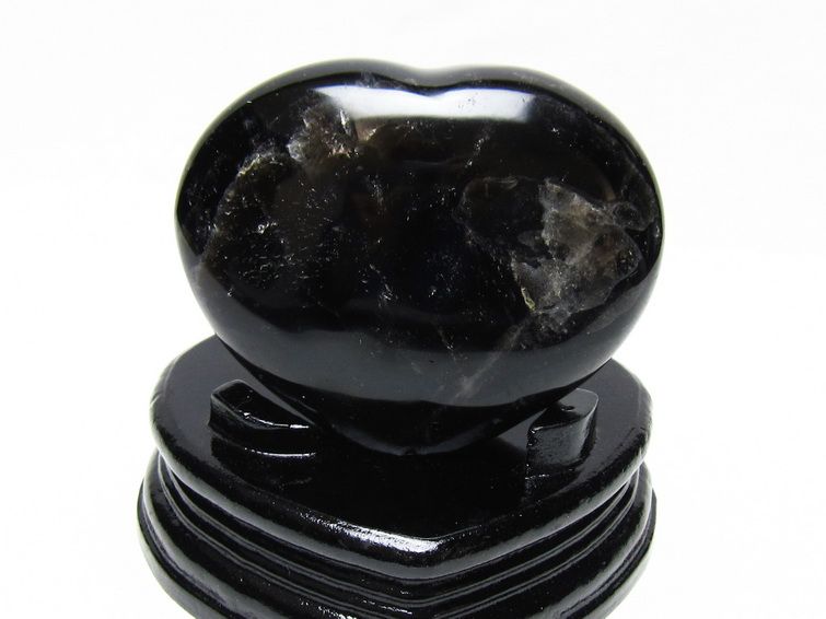黒水晶 置物 モリオン ハート 台座付属 一点物 155-1098