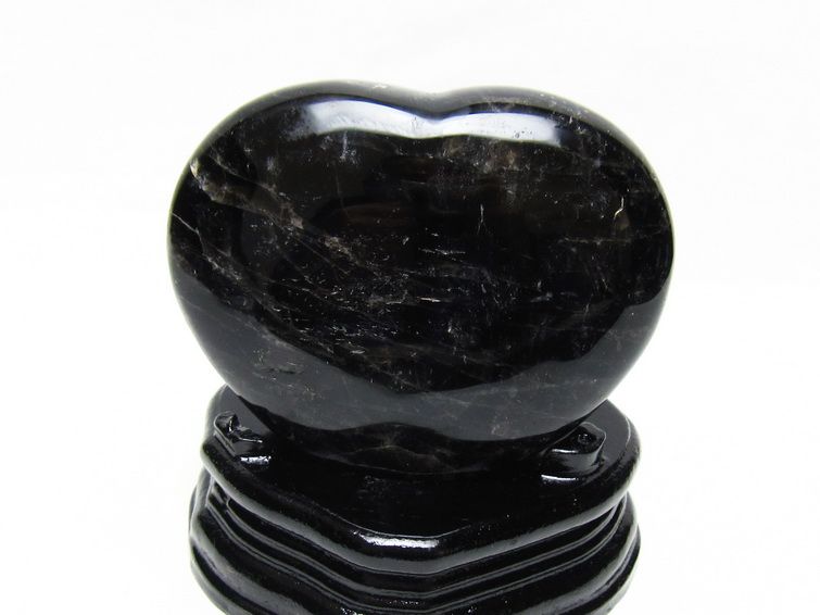 黒水晶 置物 モリオン ハート 台座付属 一点物 155-1099