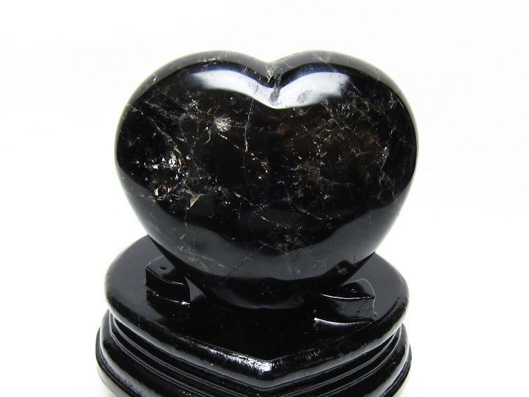黒水晶 置物 モリオン ハート 台座付属 一点物 155-1101