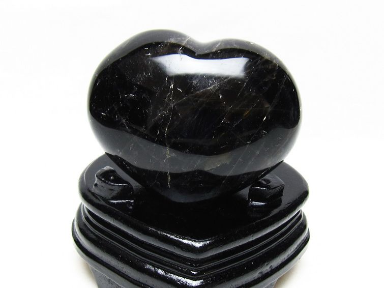 黒水晶 置物 モリオン ハート 台座付属 一点物 155-1103
