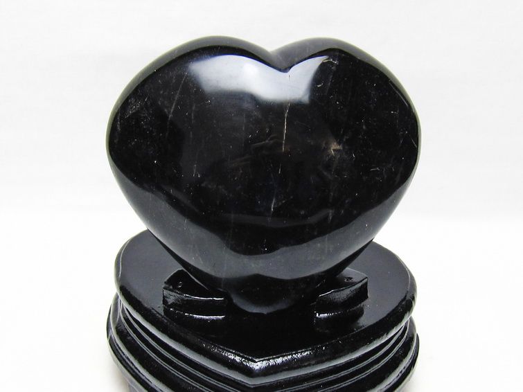 黒水晶 置物 モリオン ハート 台座付属 一点物 155-1111