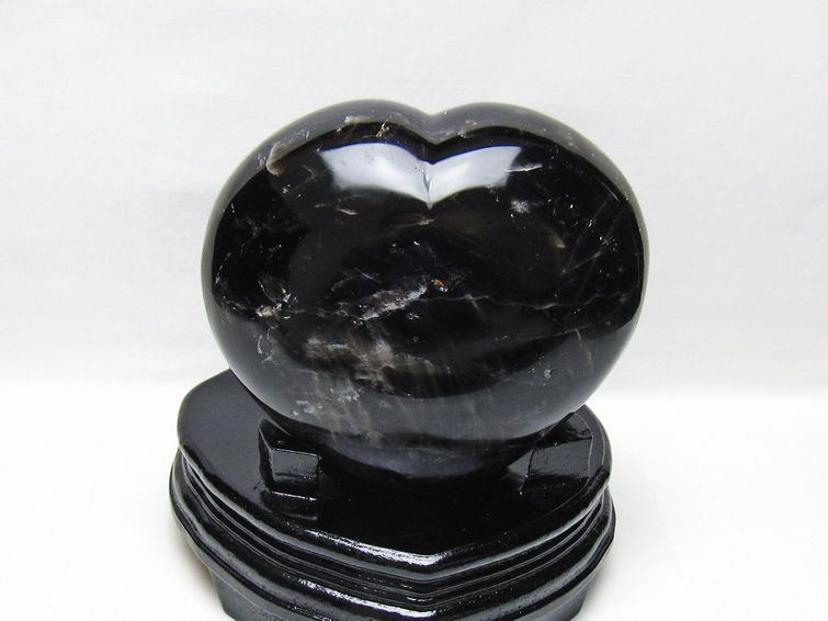 2.7Kg 黒水晶 置物 モリオン ハート 台座付属 一点物 155-1124