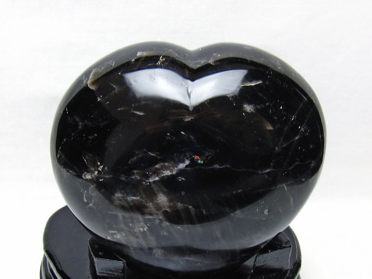 2.7Kg 黒水晶 置物 モリオン ハート 台座付属 一点物 155-1124