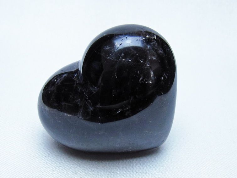 モリオン 置物 黒水晶 ハート 一点物 155-962