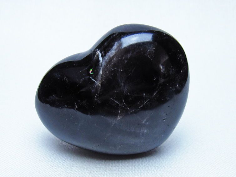 モリオン 置物 黒水晶 ハート 一点物 155-965