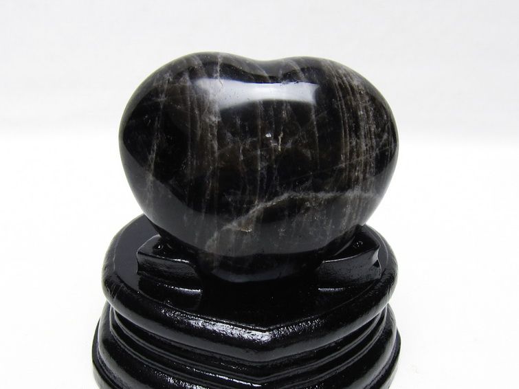 モリオン 置物 黒水晶 ハート 一点物 台座付属 155-967