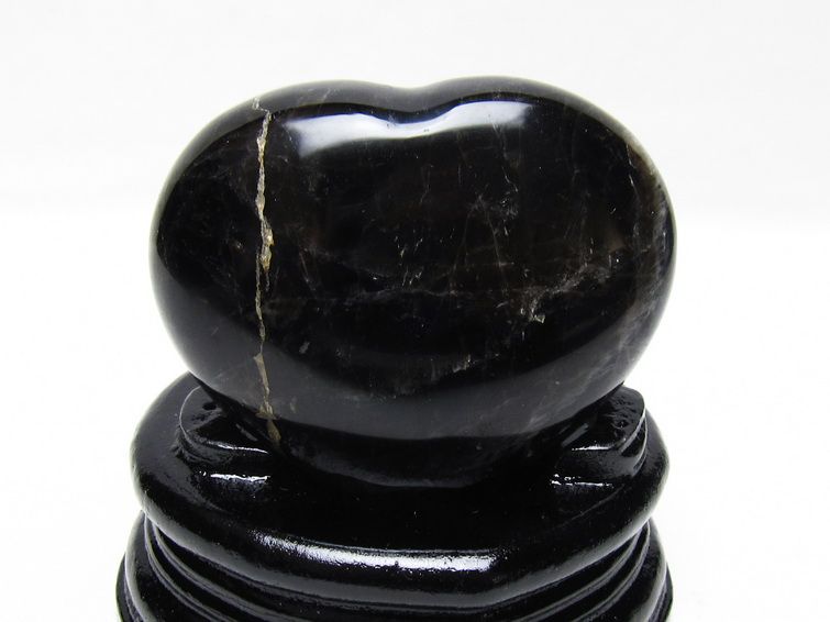 モリオン 置物 黒水晶 ハート 一点物 台座付属 155-968